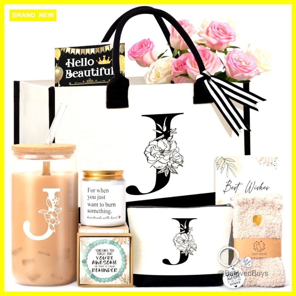 Personalized Monogram Tote Bag Set with Cosmetic Bag and Accessories